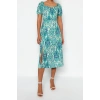 New Regular Casual Daily Moss Crepe Woven Sweetheart Neck Short Sleeve A-Line Midi Length Dress