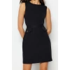 Yeni Regular Business Finike Dokuma Bisiklet Yaka Kolsuz Kol Bodycone Mini Boy Elbise
