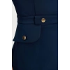 Yeni Regular Business Finike Dokuma Bisiklet Yaka Kolsuz Kol Bodycone Mini Boy Elbise