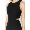 Yeni Regular Gündüz Gece Finike Dokuma Bisiklet Yaka Kolsuz Kol Bodycone Midi Boy Elbise