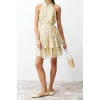 New Regular Casual Daily Chiffon Woven Halter Neck Sleeveless Sleeve A-Line Mini Length Dress