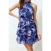 New Regular Casual Daily Chiffon Woven Halter Neck Sleeveless Sleeve A-Line Mini Length Dress