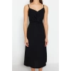 New Regular Casual Daily Aerobin Woven V Neck Strappy Sleeve A-Line Midi Length Dress
