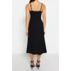 New Regular Casual Daily Aerobin Woven V Neck Strappy Sleeve A-Line Midi Length Dress
