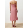 New Regular Casual Daily Aerobin Woven V Neck Strappy Sleeve A-Line Midi Length Dress
