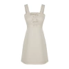 New Regular Day Night Gabardine Woven Square Collar Sleeveless Sleeve A-Line Mini Length Dress