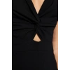 Yeni Slim Gündüz Gece Scuba Krep Örme V Yaka Askılı Kol Eteği Fırfırlı Midi Boy Elbise