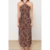 New Regular Day Night Shally Woven Halter Neck Sleeveless A-Line Maxi Dress