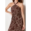 New Regular Day Night Shally Woven Halter Neck Sleeveless A-Line Maxi Dress