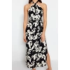 New Regular Day Night Shally Woven Halter Neck Sleeveless A-Line Maxi Dress