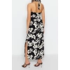 New Regular Day Night Shally Woven Halter Neck Sleeveless A-Line Maxi Dress