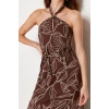New Regular Day Night Shally Woven Halter Neck Sleeveless A-Line Maxi Dress