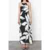 New Casual Day Night Matte Satin Woven Halter Neck Sleeveless Sleeve A-Line Maxi Length Dress