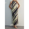 New Casual Day Night Matte Satin Woven Halter Neck Sleeveless Sleeve A-Line Maxi Length Dress