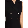 New Regular Day Night Finike Woven Jacket Collar Sleeveless Sleeve Bodycone Midi Length Dress