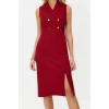New Regular Day Night Finike Woven Jacket Collar Sleeveless Sleeve Bodycone Midi Length Dress