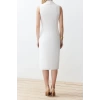 New Regular Day Night Finike Woven Jacket Collar Sleeveless Sleeve Bodycone Midi Length Dress