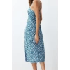 New Regular Casual Daily Shally Woven Square Neck Strappy Sleeve A-Line Midi Length Dress