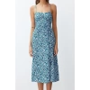 New Regular Casual Daily Shally Woven Square Neck Strappy Sleeve A-Line Midi Length Dress