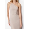 New Regular Day Night Scuba Crepe Knitted Asymmetrical Neck Strappy Sleeve A-Line Midi Length Dress
