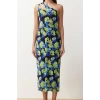 New Slim Day Night Tulle Knitted Asymmetrical Neckline Strappy Sleeve Bodycone Maxi Length Dress