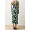 New Slim Day Night Tulle Knitted Asymmetrical Neckline Strappy Sleeve Bodycone Maxi Length Dress