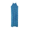 New Comfortable Casual Daily Foam Fabric Knitted Halter Neck Sleeveless Sleeve A-Line Maxi Length Dress