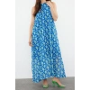 New Comfortable Casual Daily Foam Fabric Knitted Halter Neck Sleeveless Sleeve A-Line Maxi Length Dress