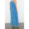 New Comfortable Casual Daily Foam Fabric Knitted Halter Neck Sleeveless Sleeve A-Line Maxi Length Dress