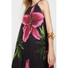 New Comfortable Casual Daily Foam Fabric Knitted Halter Neck Sleeveless Sleeve A-Line Maxi Length Dress