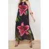 New Comfortable Casual Daily Foam Fabric Knitted Halter Neck Sleeveless Sleeve A-Line Maxi Length Dress