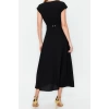 New Regular Business Crepe Woven V Neck Short Sleeve A-Line Midi Length Dress
