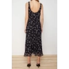 New Regular Day Night Chiffon Woven Cowl Neck Sleeveless A-Line Midi Length Dress