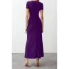 New Slim Casual Daily Thick Sandy Knitted Crew Neck Short Sleeve Bodycone Maxi Length Dress