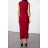 New Slim Casual Daily Thick Sandy Knitted Stand Collar Sleeveless Sleeve Bodycone Maxi Length Dress