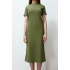 New Regular Daily 20 1 Combed Cotton Jersey Knitted Crew Neck Short Sleeve T-Shirt Dress Maxi Length Dress