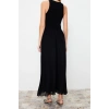 New Regular Day Night Chiffon Woven Halter Neck Sleeveless Sleeve Skater Maxi Length Dress