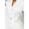 New Regular Casual Daily Gabardine Woven Shirt Collar Short Sleeve Shirt Dress Midi Length Dress