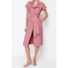 New Regular Casual Daily Gabardine Woven Shirt Collar Short Sleeve Shirt Dress Midi Length Dress