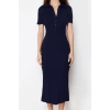 New Regular Casual Daily Single Plate Knitwear Polo Collar Short Sleeve A-Line Maxi Length Dress
