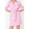 New Regular Casual Daily Crinkle Woven Shirt Collar Long Sleeve Shirt Dress Mini Length Dress