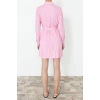 New Regular Casual Daily Crinkle Woven Shirt Collar Long Sleeve Shirt Dress Mini Length Dress