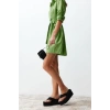 New Regular Casual Daily Crinkle Woven Shirt Collar Long Sleeve Shirt Dress Mini Length Dress