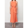 New Regular Casual Daily Poplin Woven Crew Neck Sleeveless Sleeve Skater Midi Length Dress