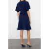 New Regular Casual Daily Aerobin Woven Double Breasted Short Sleeve Double Breasted Mini Length Dress