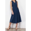 New Regular Casual Daily Terrycotton Woven Double Breasted Sleeveless Skater Midi Length Dress