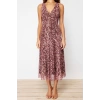 New Regular Day Night Tulle Knitted V Neck Sleeveless Sleeve A-Line Maxi Length Dress