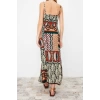 New Regular Casual Daily Crepe Knit Square Neck Strappy Sleeve Shift Midi Length Dress