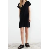 New Regular Casual Daily Crepe Knitted V Neck Short Sleeve Shift Mini Length Dress