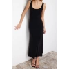 New Slim Casual Daily Thick Sandy Knitted Square Neck Sleeveless Sleeve A-Line Maxi Length Dress